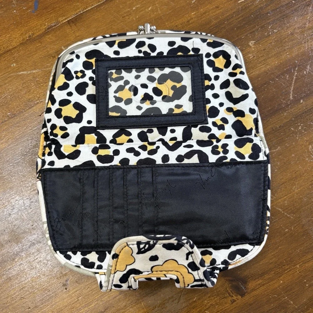 VERA BRADLEY Kiss 'n Snap Wallet Go Wild Pattern Quilted Clutch Yellow Black EUC